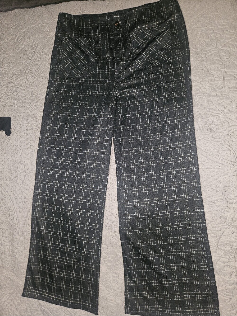 Duchamp Black Plaid Straight-Leg Dress Pants